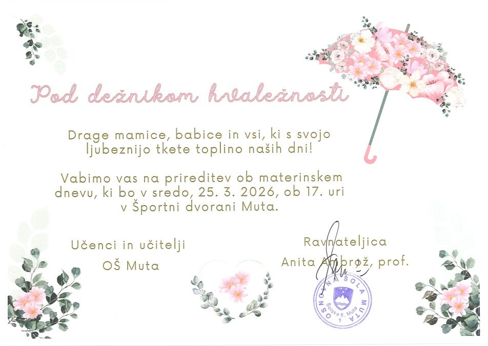 Vabilo na prireditev ob materinskem dnevu